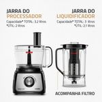 Multiprocessador de alimentos mondial turbo chef 9 em 1 mpn-01-bf 2 velocidades + pulsar 1000 w