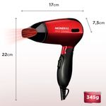Secador de cabelos mondial max travel sc-10 1200w bivolt preto/vermelho