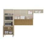 Cozinha compacta kits paraná glam 8 portas pés reguláveis painel ripado freijó vanilla