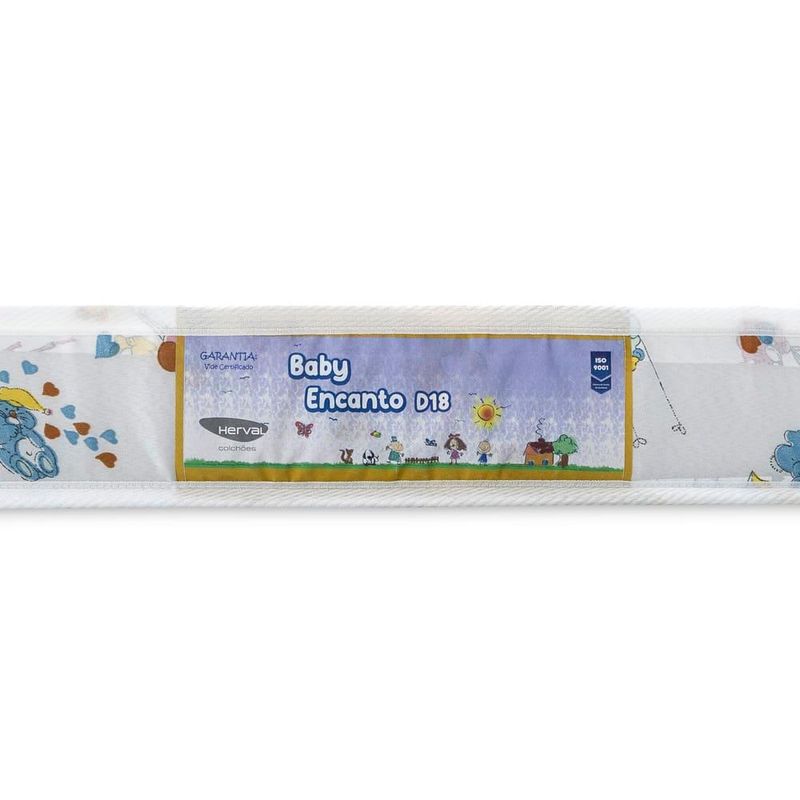 Colchão herval baby encanto espuma d18 10x60x130cm – branco/estampado