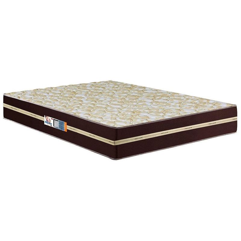 Colchão casal hellen millenium espuma d33 com euro pillow e revestimento em tecido jacquard 19x138x188cm - marrom e bege