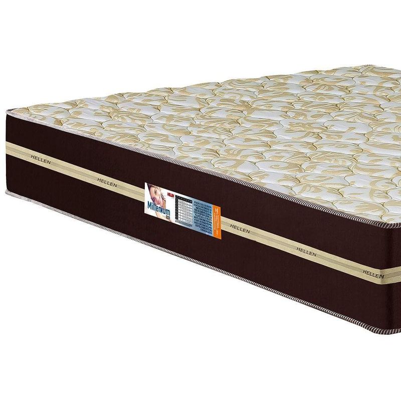 Colchão casal hellen millenium espuma d33 com euro pillow e revestimento em tecido jacquard 19x138x188cm - marrom e bege