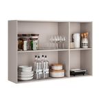 Armário aéreo triplo itatiaia essence com 3 portas, 3 prateleiras e 120 cm de largura - fendi e gris