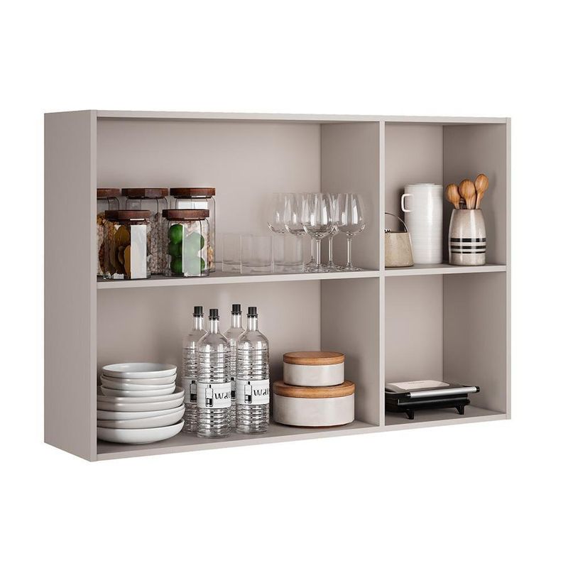 Armário aéreo triplo itatiaia essence com 3 portas, 3 prateleiras e 120 cm de largura - fendi e gris