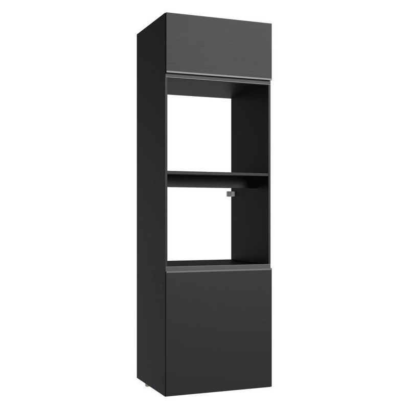 Torre quente 60 cm 2 portas 2 nichos suspenso preto nice madesa