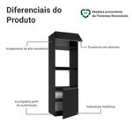 Torre quente 60 cm 2 portas 2 nichos suspenso preto nice madesa