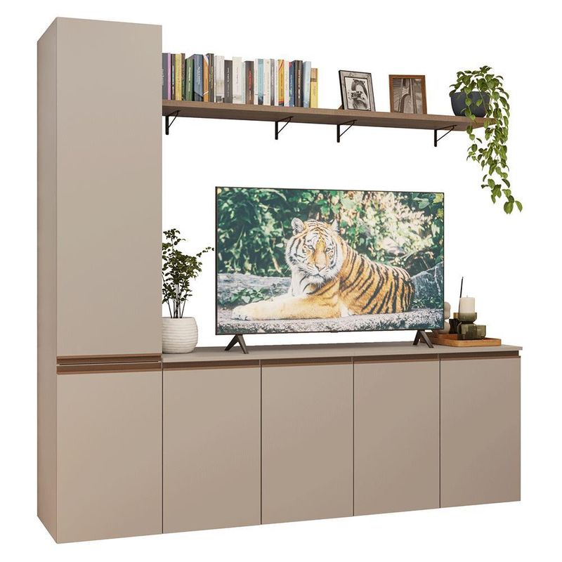 Rack suspenso para tv até 70 polegadas + prateleira 200cm nice madesa 01