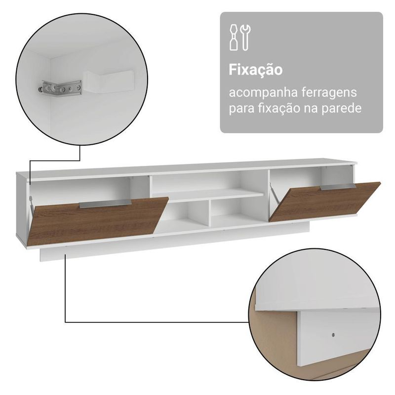 Rack suspenso para tv até 80 polegadas 218 cm 2 portas b stella madesa
