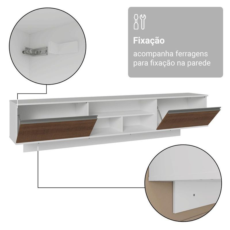 Rack suspenso para tv até 80 polegadas 218 cm 2 portas b glamy madesa