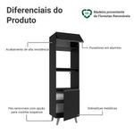 Torre quente 60 cm 2 portas 2 nichos com pés preto nice madesa