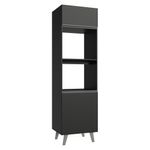 Torre quente 60 cm 2 portas 2 nichos com pés preto nice madesa