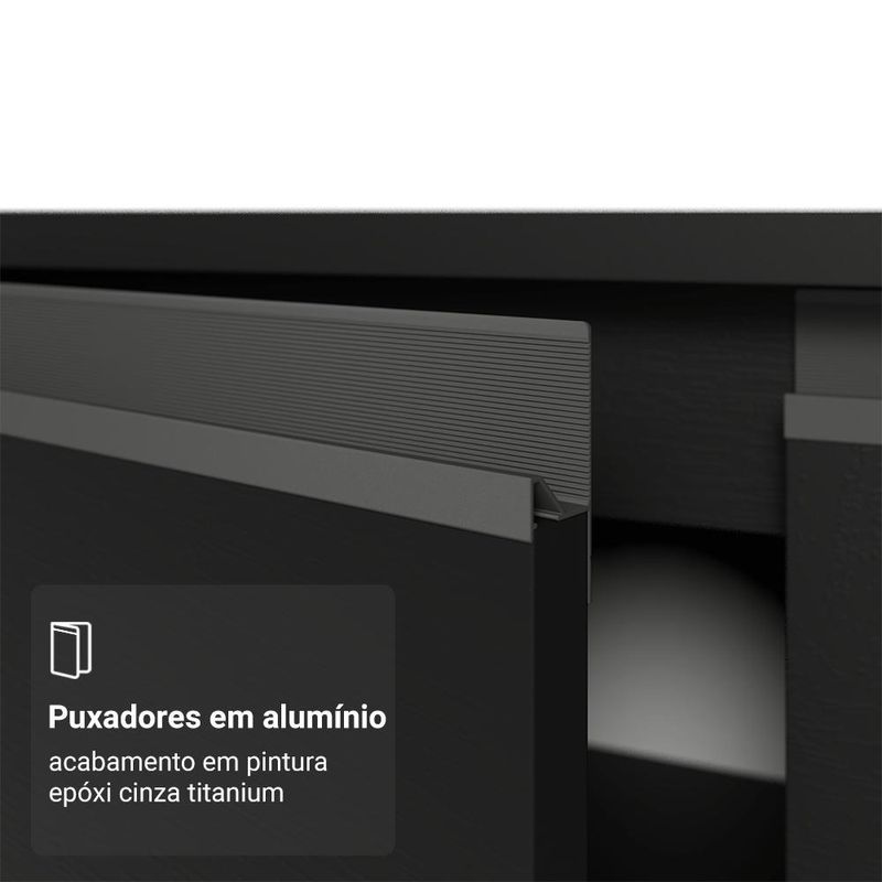 Torre quente 60 cm 2 portas 2 nichos com pés preto nice madesa