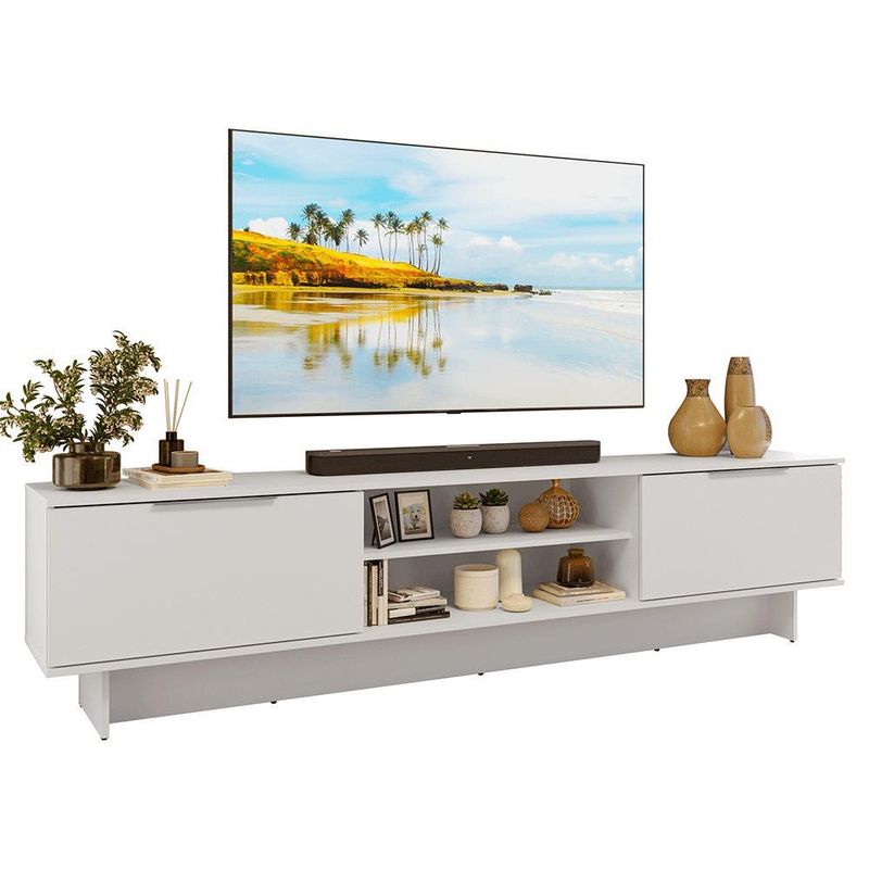 Rack para tv até 80 polegadas 218 cm 2 portas branco stella madesa