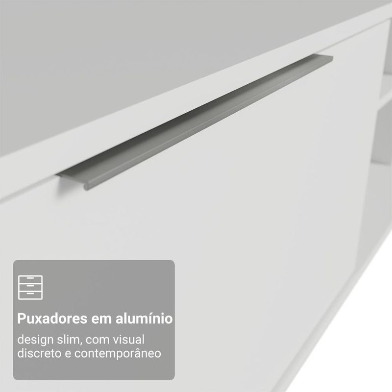 Rack para tv até 80 polegadas 218 cm 2 portas branco stella madesa