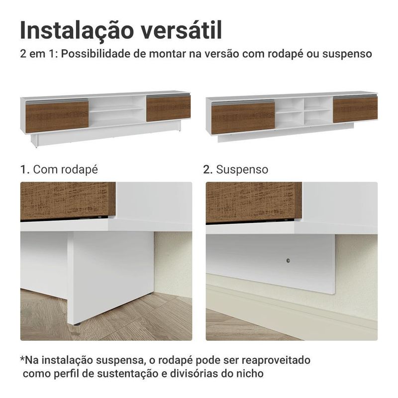 Rack para tv até 80 polegadas 218 cm 2 portas b glamy madesa