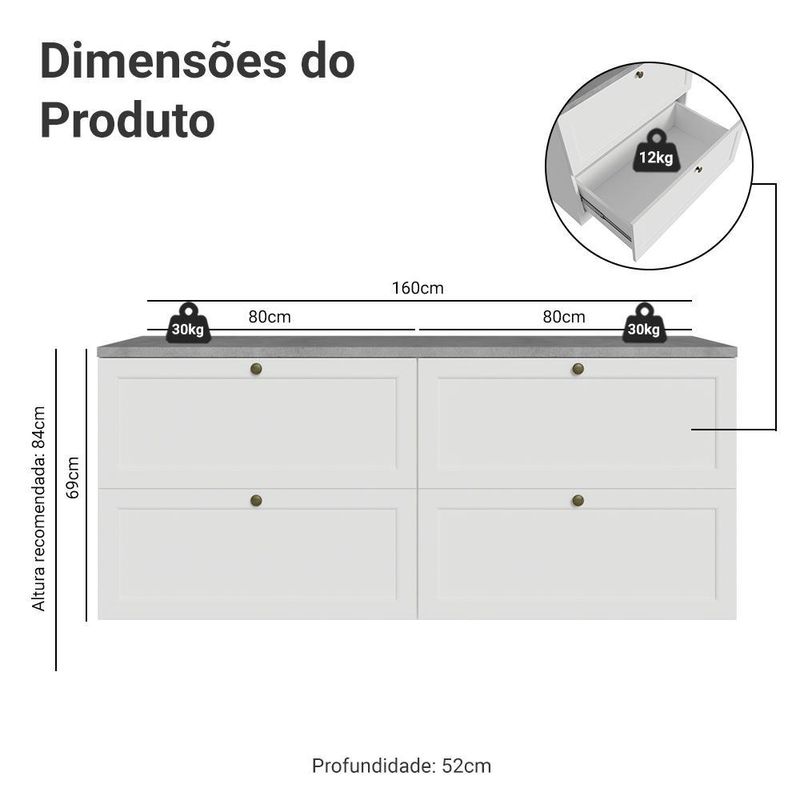 Rack para tv até 70 polegadas 160cm 4 gavetas vik madesa 04 b