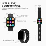 Smartwatch geonav wb tela 1,85" 45mm 24 modos esportivos fitness tracker preto
