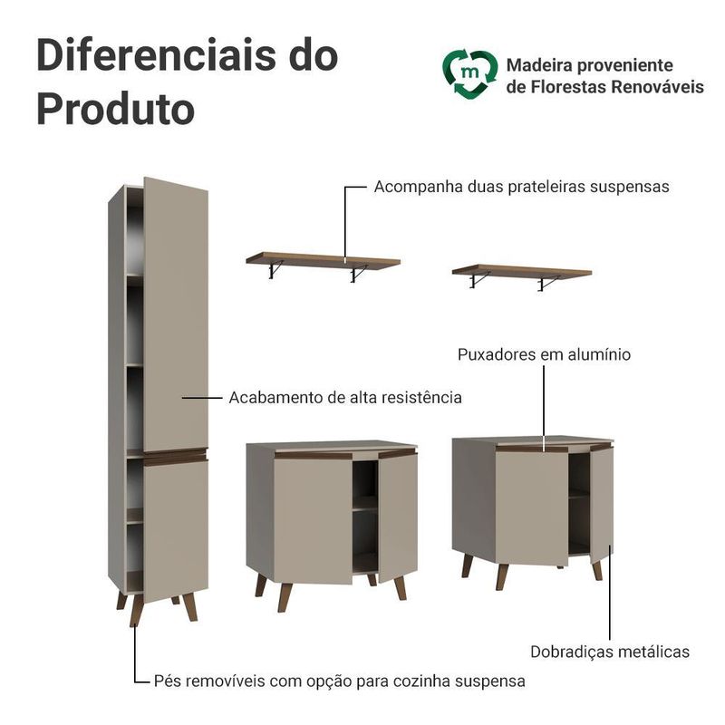 Rack para tv até 70 polegadas + prateleira 200cm nice madesa 02