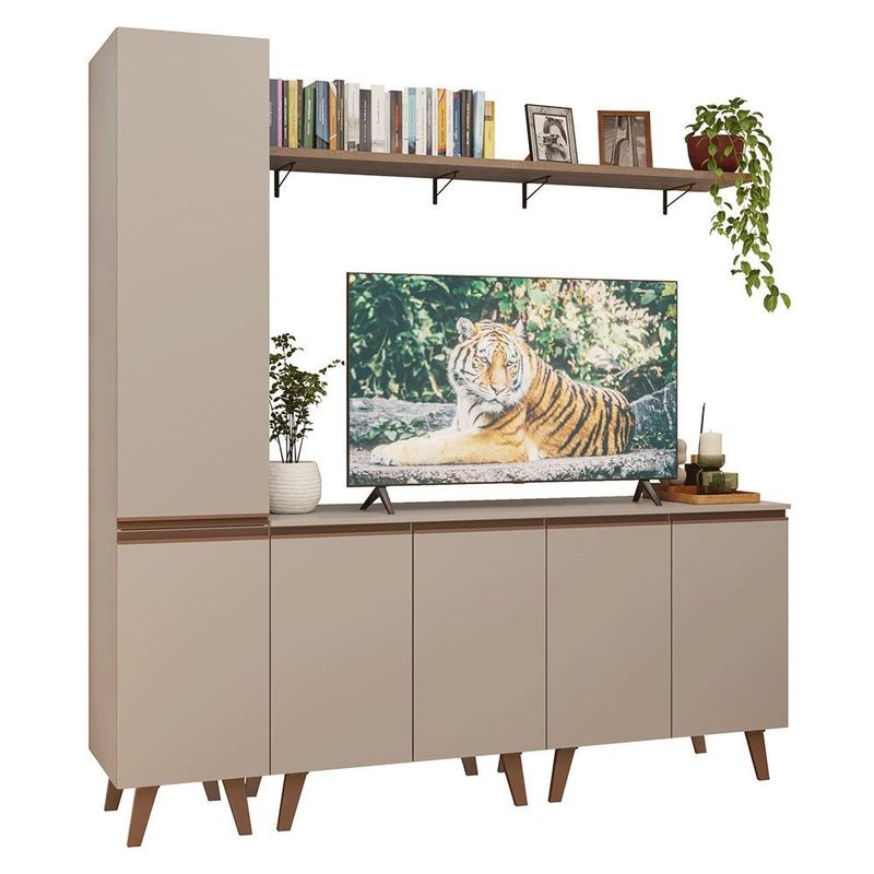 Rack para tv até 70 polegadas + prateleira 200cm nice madesa 02