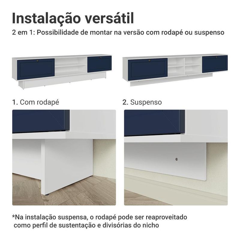 Rack suspenso para tv até 80 polegadas 218 cm 2 portas b vik madesa