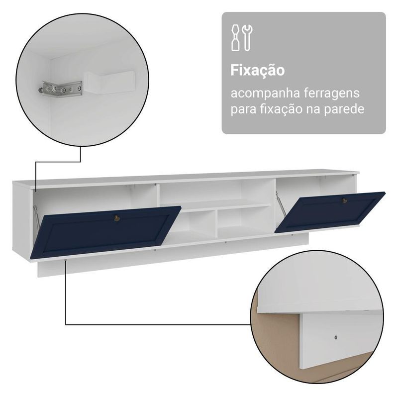 Rack suspenso para tv até 80 polegadas 218 cm 2 portas b vik madesa