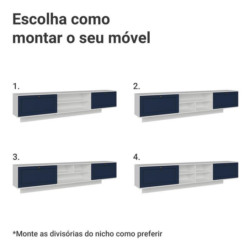 Rack suspenso para tv até 80 polegadas 218 cm 2 portas b vik madesa