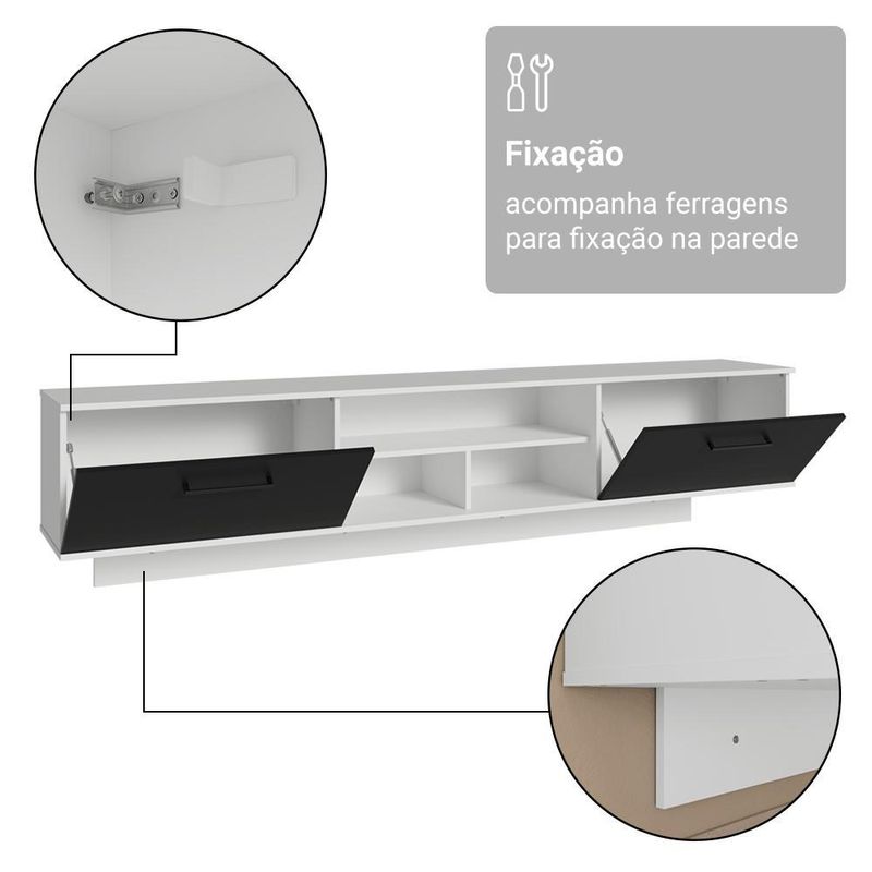 Rack suspenso para tv até 80 polegadas 218 cm 2 portas b agata madesa