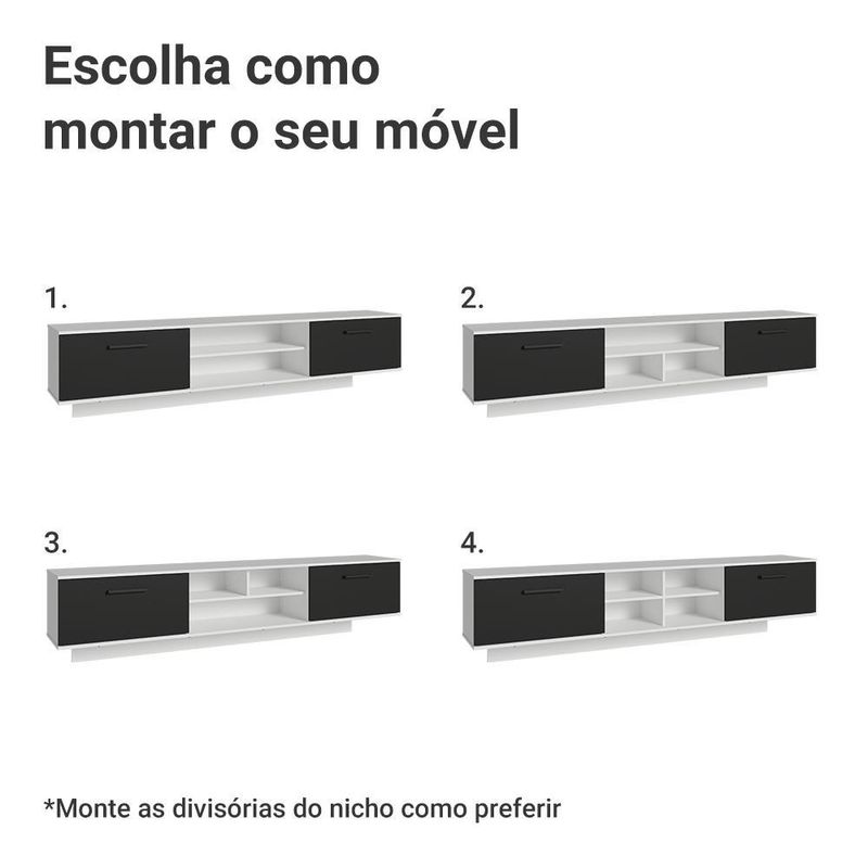 Rack suspenso para tv até 80 polegadas 218 cm 2 portas b agata madesa