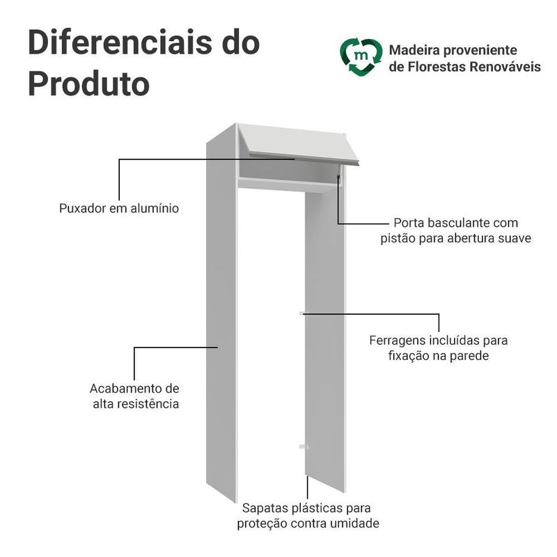 Porta-geladeira 73 cm 1 porta basculante branco glamy madesa