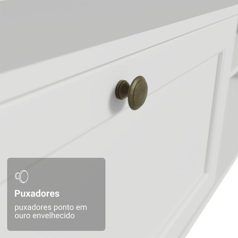 Rack para tv até 80 polegadas 218 cm 2 portas branco vik madesa