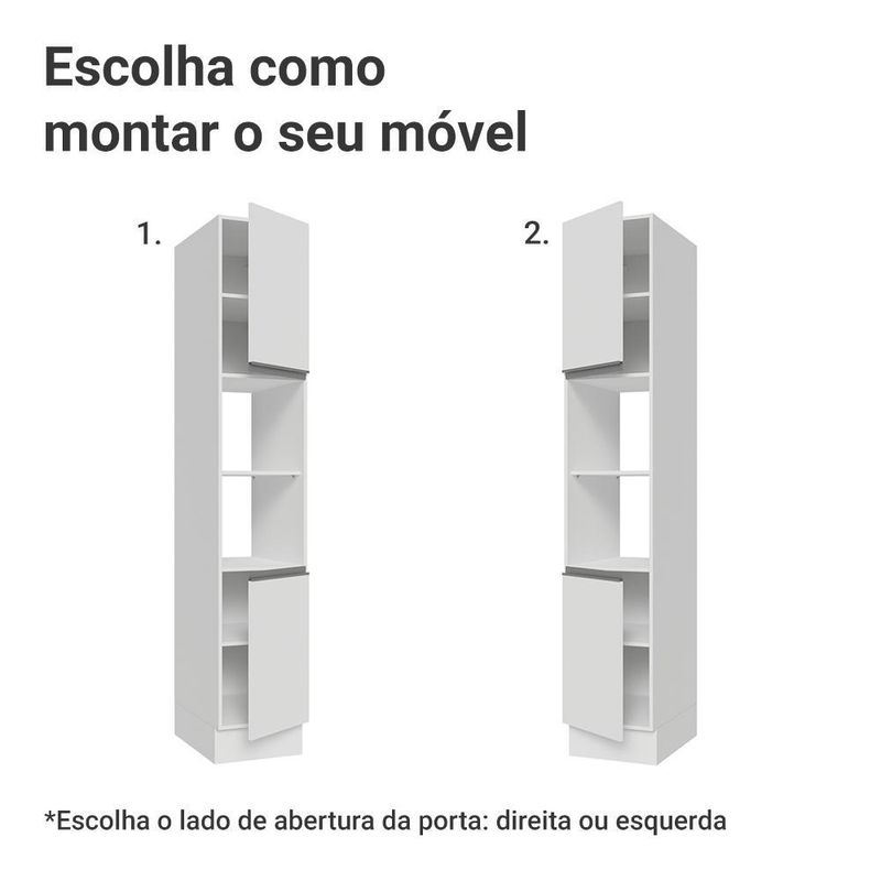 Paneleiro 40 cm 2 portas e 2 nichos branco glamy madesa