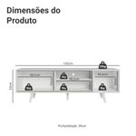 Rack para tv até 80 polegadas 160cm com pés branco torino madesa