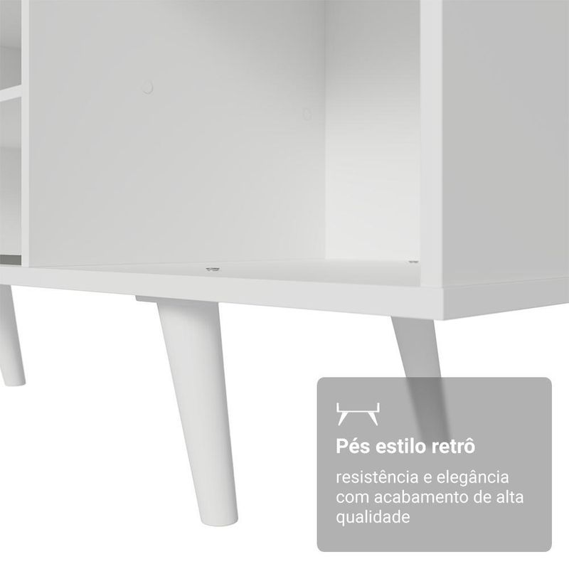 Rack para tv até 80 polegadas 160cm com pés branco torino madesa
