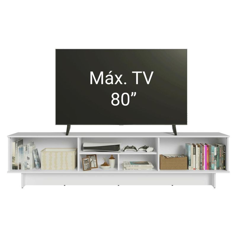 Rack para tv até 80 polegadas 218 cm 2 portas branco glamy madesa