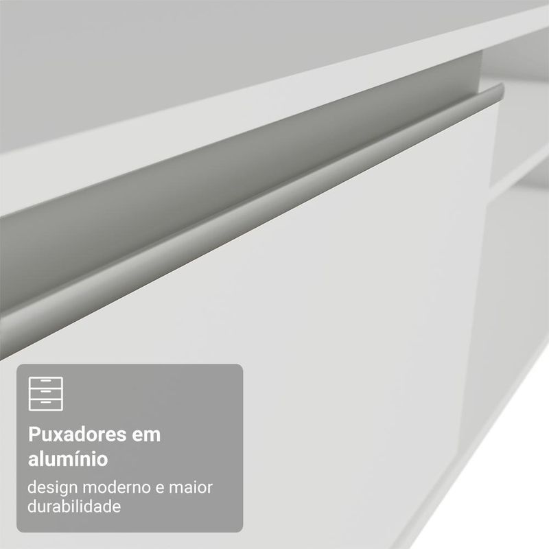 Rack para tv até 80 polegadas 218 cm 2 portas branco glamy madesa