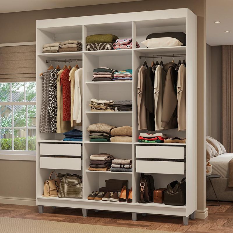 Guarda-roupa closet com pés 4 gavetas 180cm venus madesa