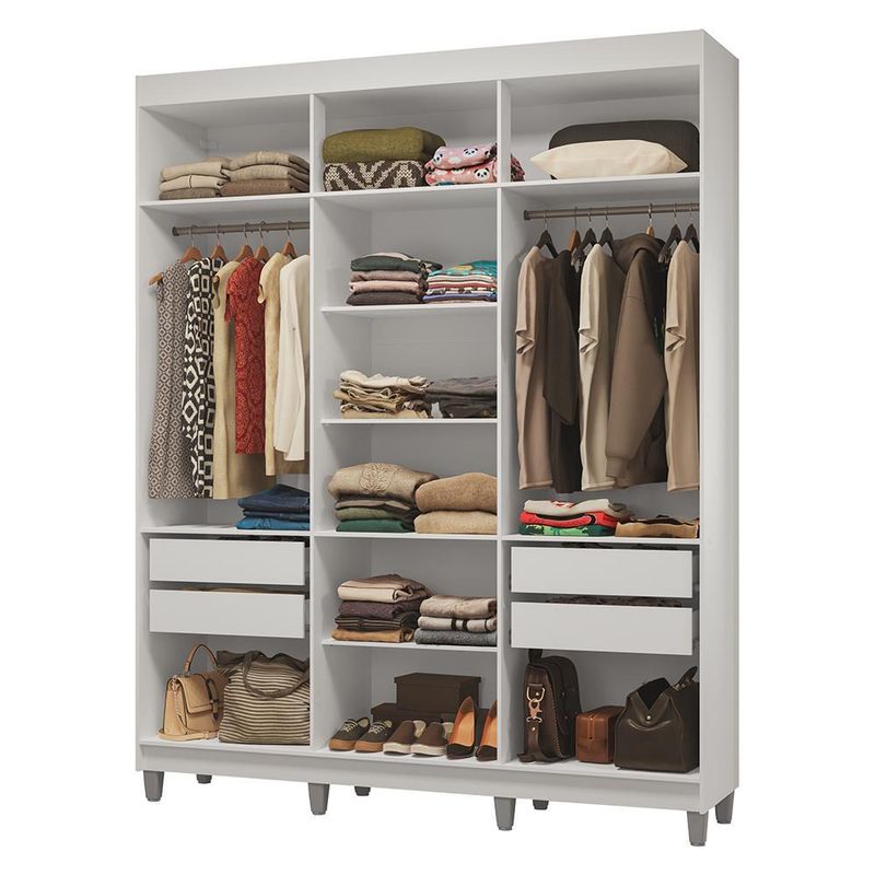 Guarda-roupa closet com pés 4 gavetas 180cm venus madesa