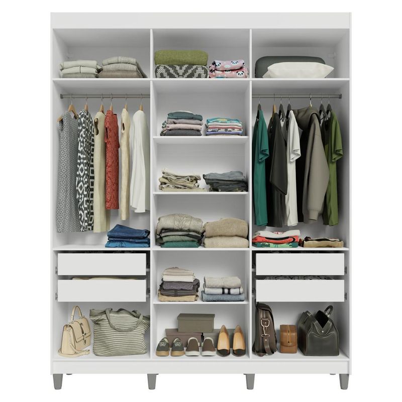 Guarda-roupa closet com pés 4 gavetas 180cm venus madesa