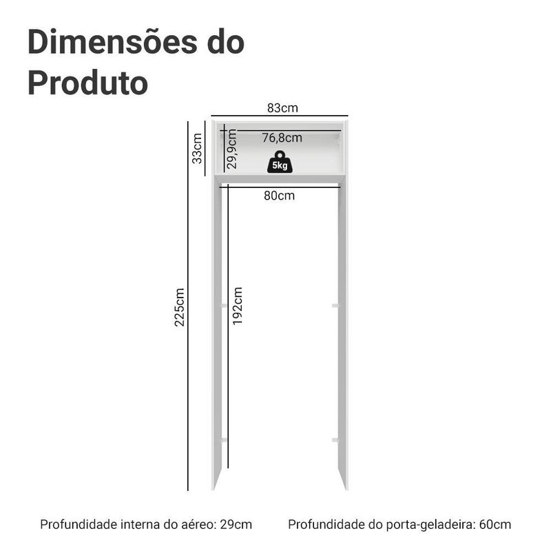 Porta-geladeira 83 cm 1 porta basculante branco vik madesa