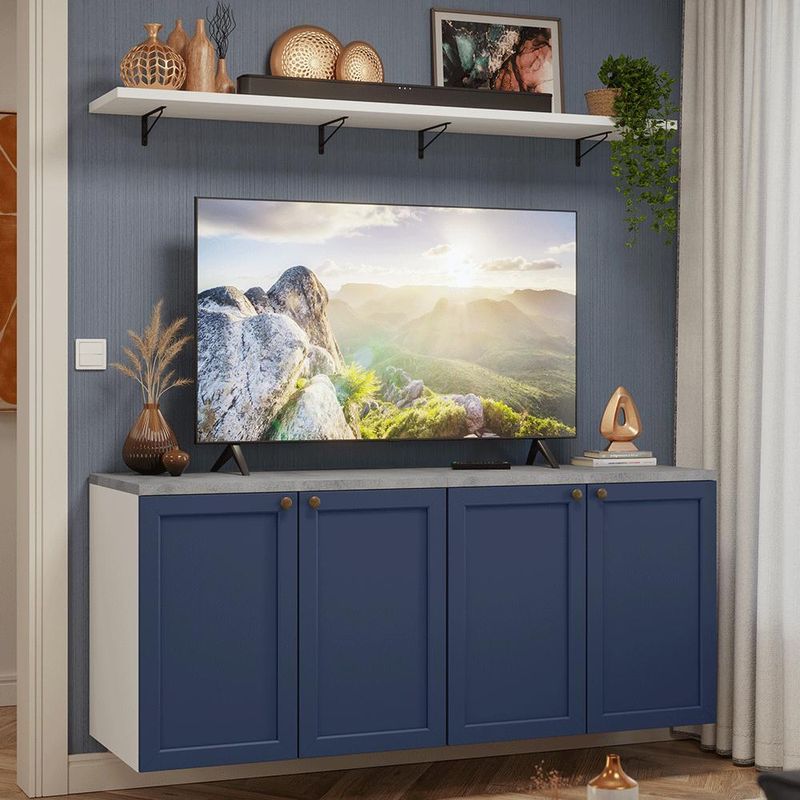 Rack para tv até 70 polegadas + prateleiras 160cm vik madesa 05 b