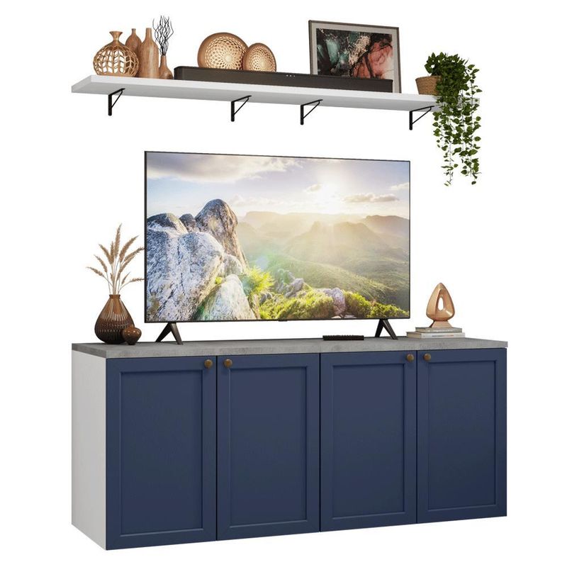 Rack para tv até 70 polegadas + prateleiras 160cm vik madesa 05 b
