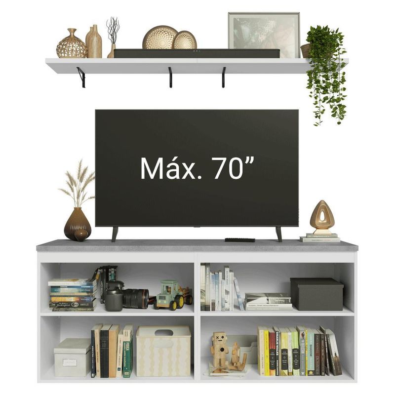 Rack para tv até 70 polegadas + prateleiras 160cm vik madesa 05 b