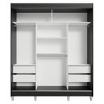 Guarda-roupa casal com pés 3 portas de correr preto reno madesa