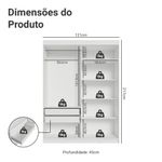 Guarda-roupa closet 2 gavetas 121 cm branco venus madesa