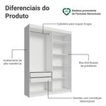 Guarda-roupa closet 2 gavetas 121 cm branco venus madesa