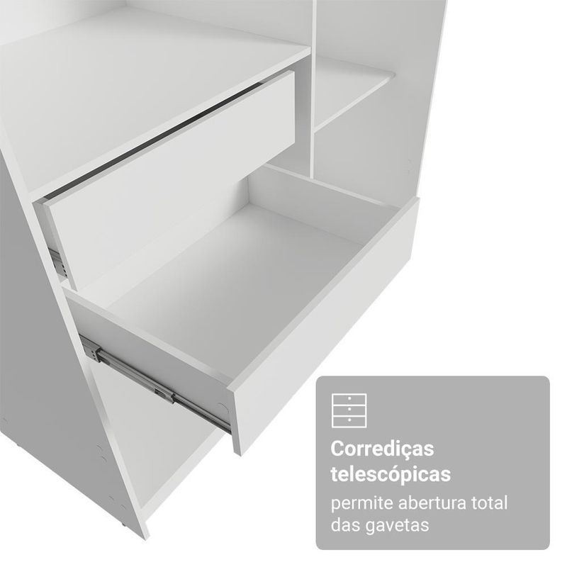 Guarda-roupa closet 2 gavetas 121 cm branco venus madesa