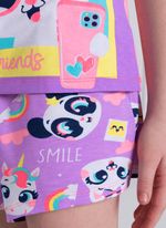 Pijama manga curta viscolycra menina teen multibichos best friend
