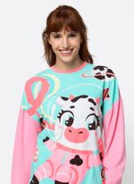 Pijama manga longa viscolycra feminino vaca chocolate