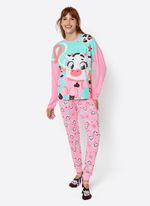 Pijama manga longa viscolycra feminino vaca chocolate