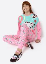 Pijama manga longa viscolycra feminino vaca chocolate